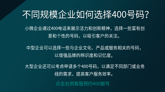 不同規模企業如何選擇400號碼？